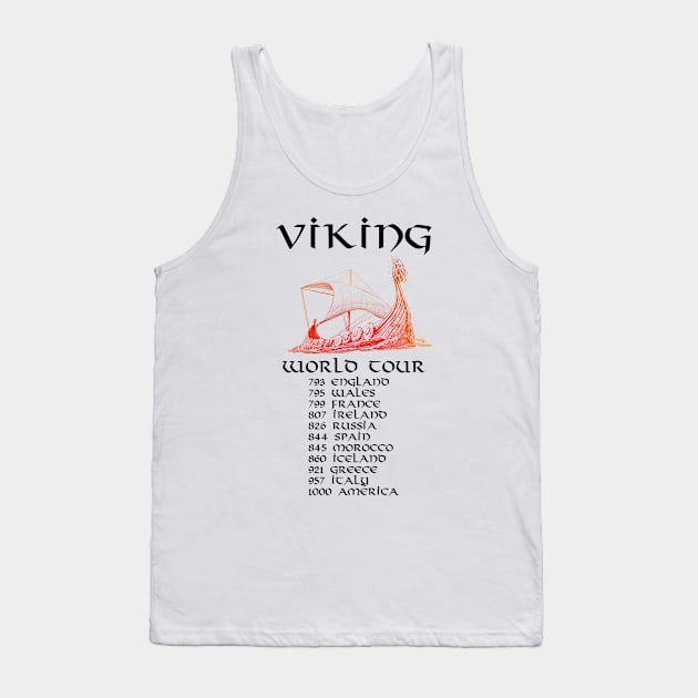 Viking World Tour - Medieval Norse History Scandinavian Longship Tank Top by Styr Designs